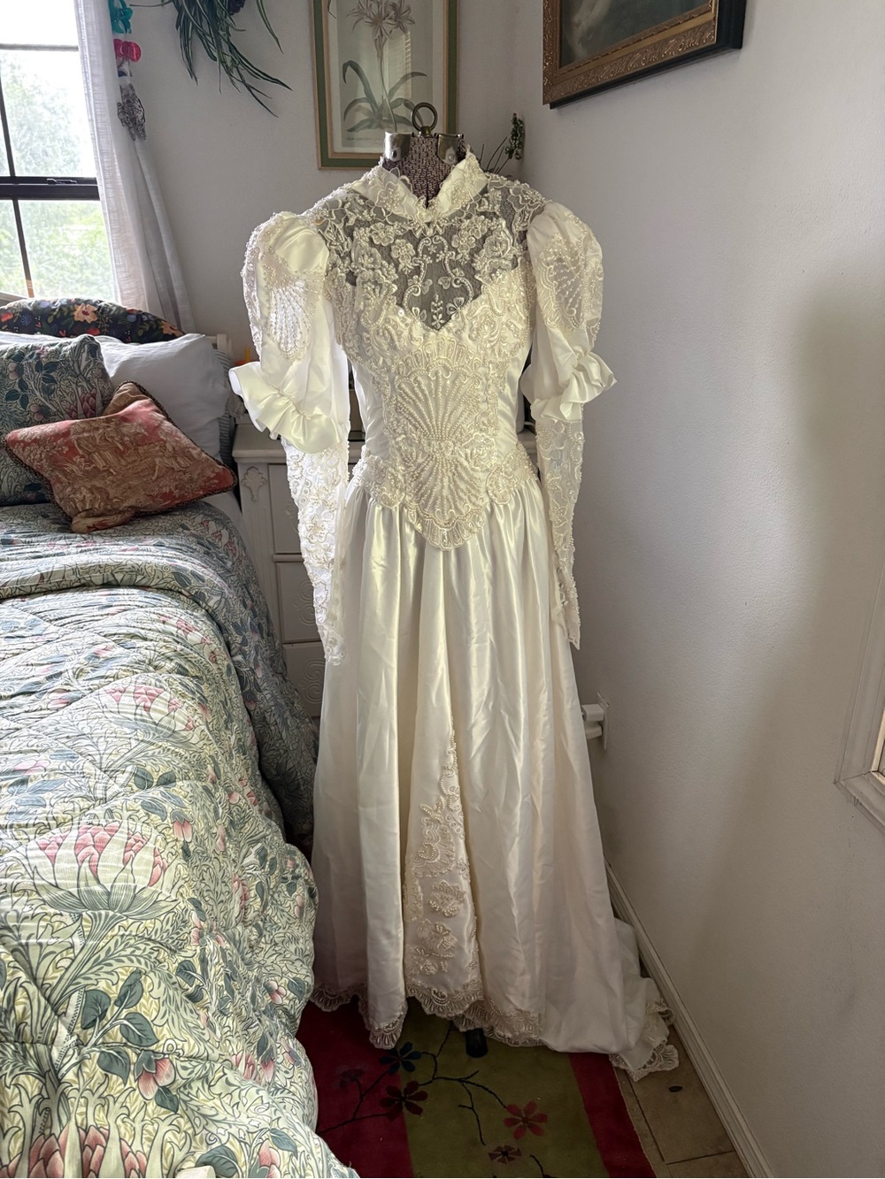 Vintage 80s Wedding Dress & Matching Veil